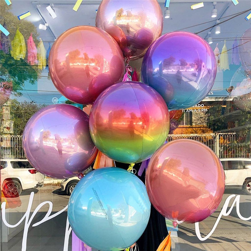 Globo de helio 4D de oro rosa de 22 pulgadas, Globos metálicos de arco iris, decoración de de cumpleaños, boda para niños, Baby Shower, juguete para