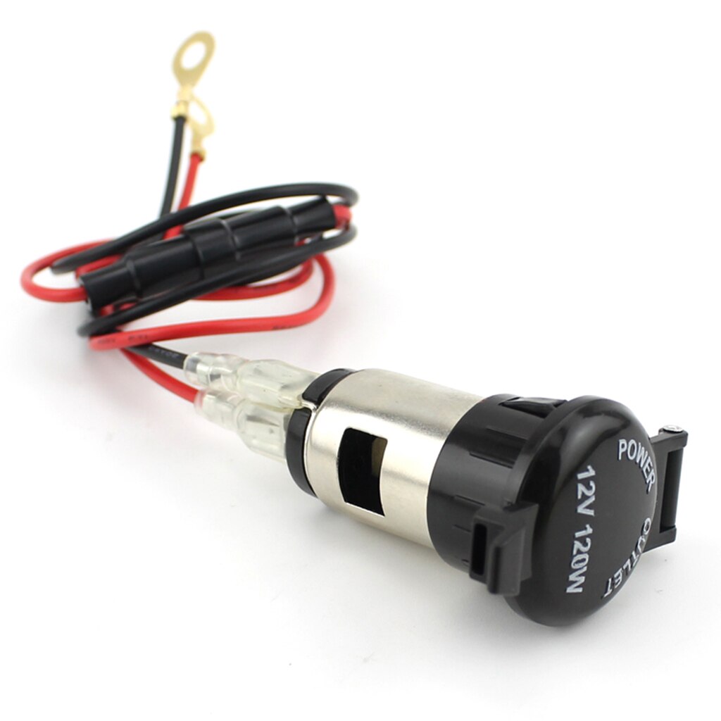 12V 120W Waterproof Motorcycle Boat Car Cigarette Lighter Socket Plug Wire