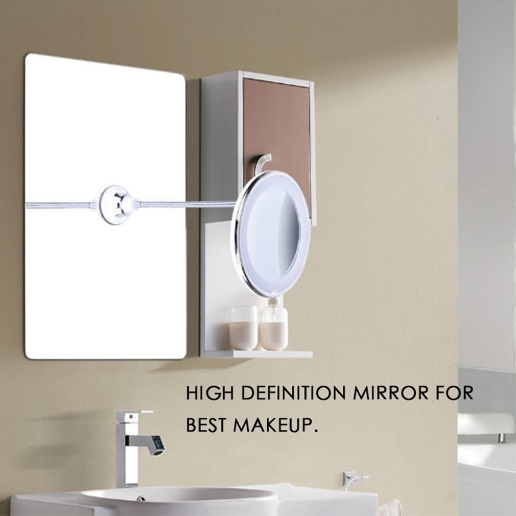 My Flexible Mirror Desktop Mirror Headlights Makeup Light 360 Degree Suction Cup Adjustable Magnifying Glass