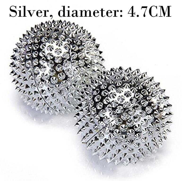 Boule de massage magnétique pour les mains, 2 pièces/lot, , soins de santé: Silver diameter 4.7