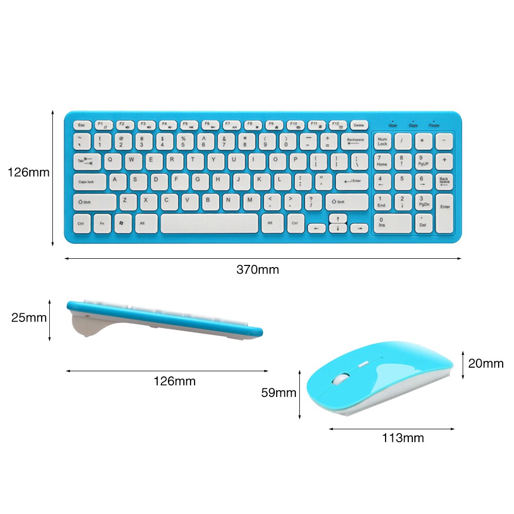 1 Set Wireless Keyboard Mouse Combo Ultra Thin Full Size Keyboard and Mouse set For Computer Laptop PC Office