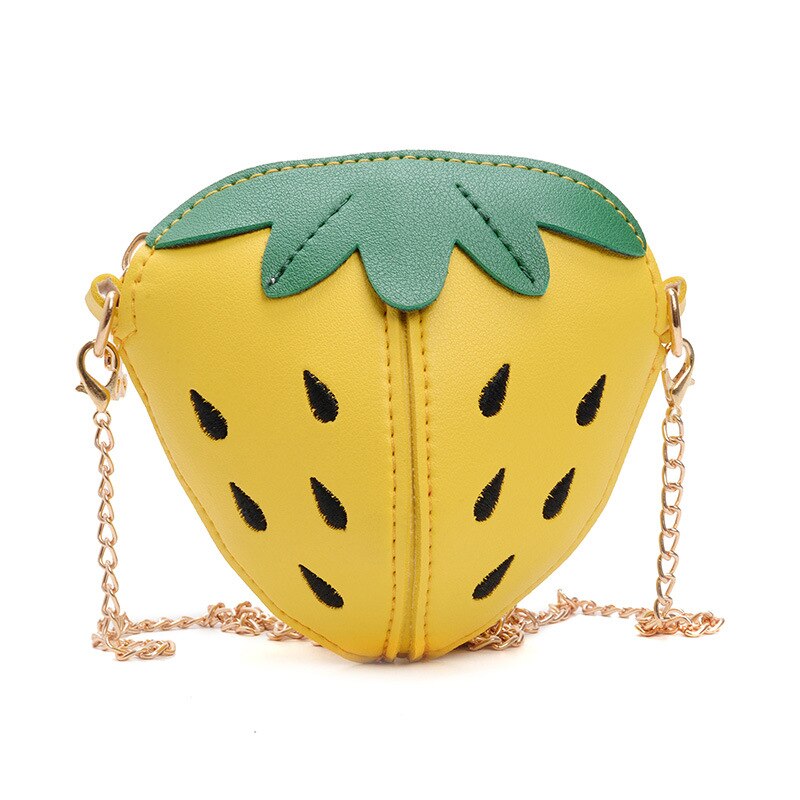 Children Mini Purse Cute Little Girls Fruit Strawberry Crossbody Bags Kawaii Kids Small Coin Pouch Baby Wallet: YELLOW