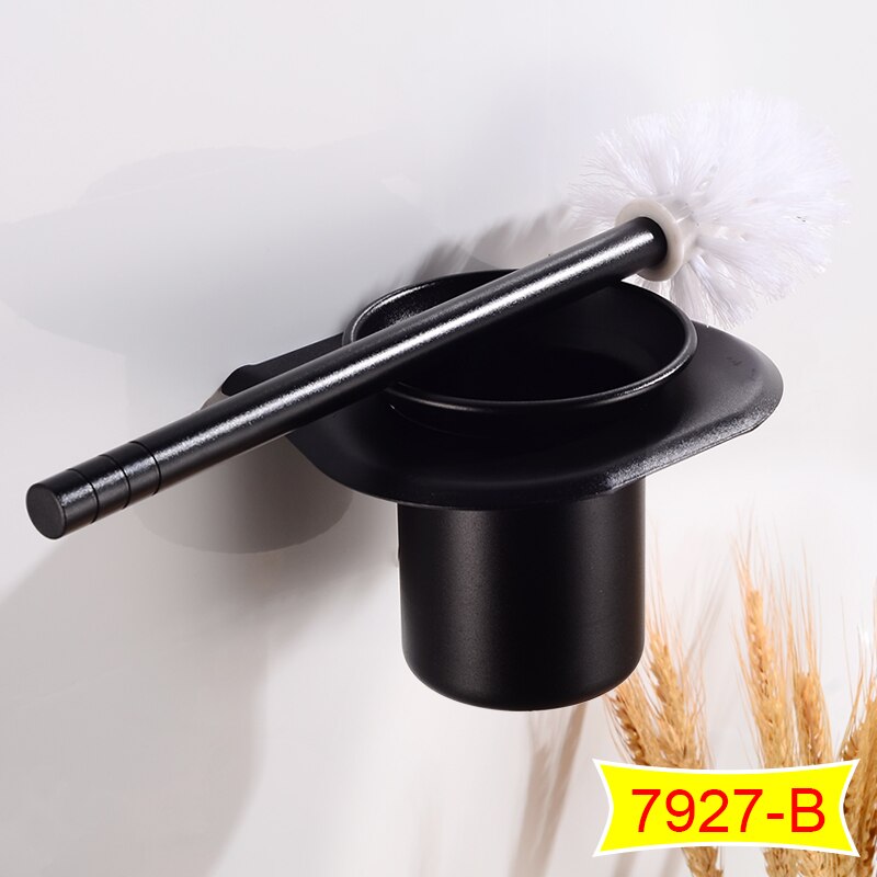Toiletborstel Houder Zwart Aluminium Moderne Wc Borstel Houder Set Met Plank Creatieve Wandmontage Bad Borstel Houder: B