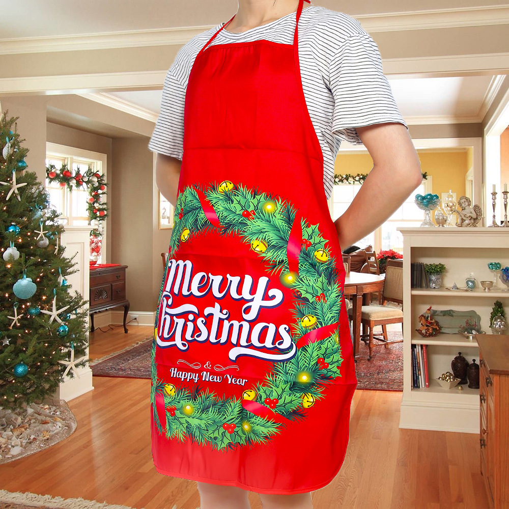 Christmas Aprons Adult Santa Claus Aprons Women and Men Dinner Party Decor Home Kitchen Cooking Baking Cleaning Apron