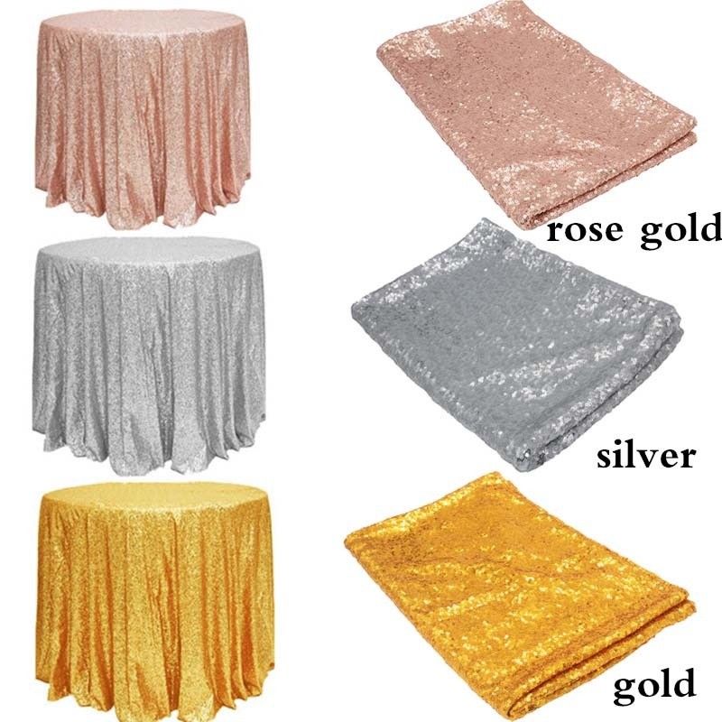 Table Cover Wedding Party Round Table skirt Sequin Tablecloth Rectangular stretche Table Skirt Cloth Glitter Table Home