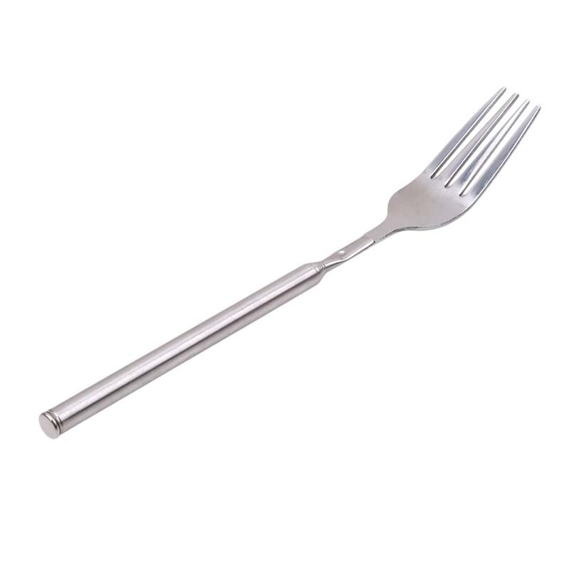 Fourchette télescopique extensible en acier inoxydable, argent pour dîner Dessert aux fruits couverts longs fourchettes BBQ fourchette à viande accessoires de cuisine