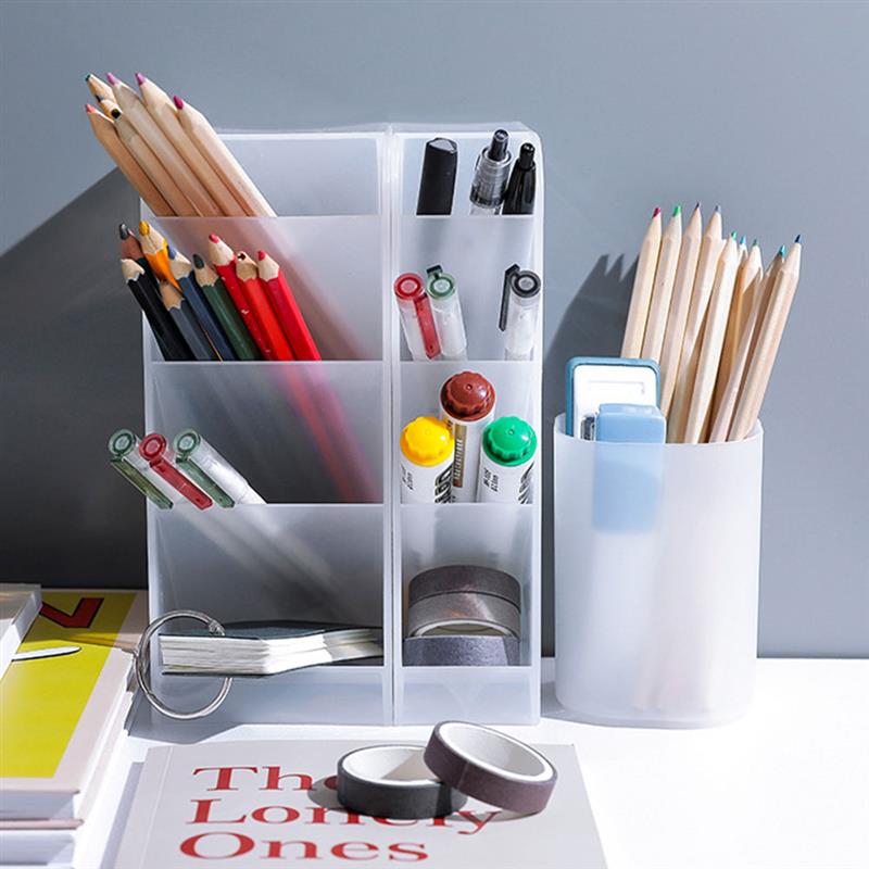 Diagonal Pen Holder Desk Desktop Storage Box Stationery Rack Cosmetic Pencil Organizer Portable School Office Supplies