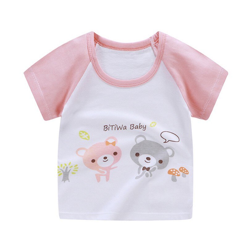 Nette Kinder Baby Jungen Mädchen Cartoon Print T-shirt Tops Bluse Kurzarm Casual Tee Shirts 0-2Y Schöne Neugeborenen Baby Kleidung: B / 6m