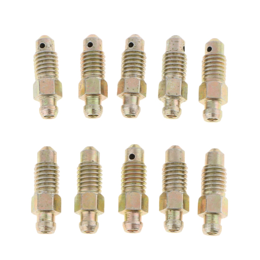 10 Pcs M8*1.25mm Motorcycle Car Brake Bleeder Nipple Caliper Bleed Screws Universal Brake Bleeder Screws Kits Metal Brake Part