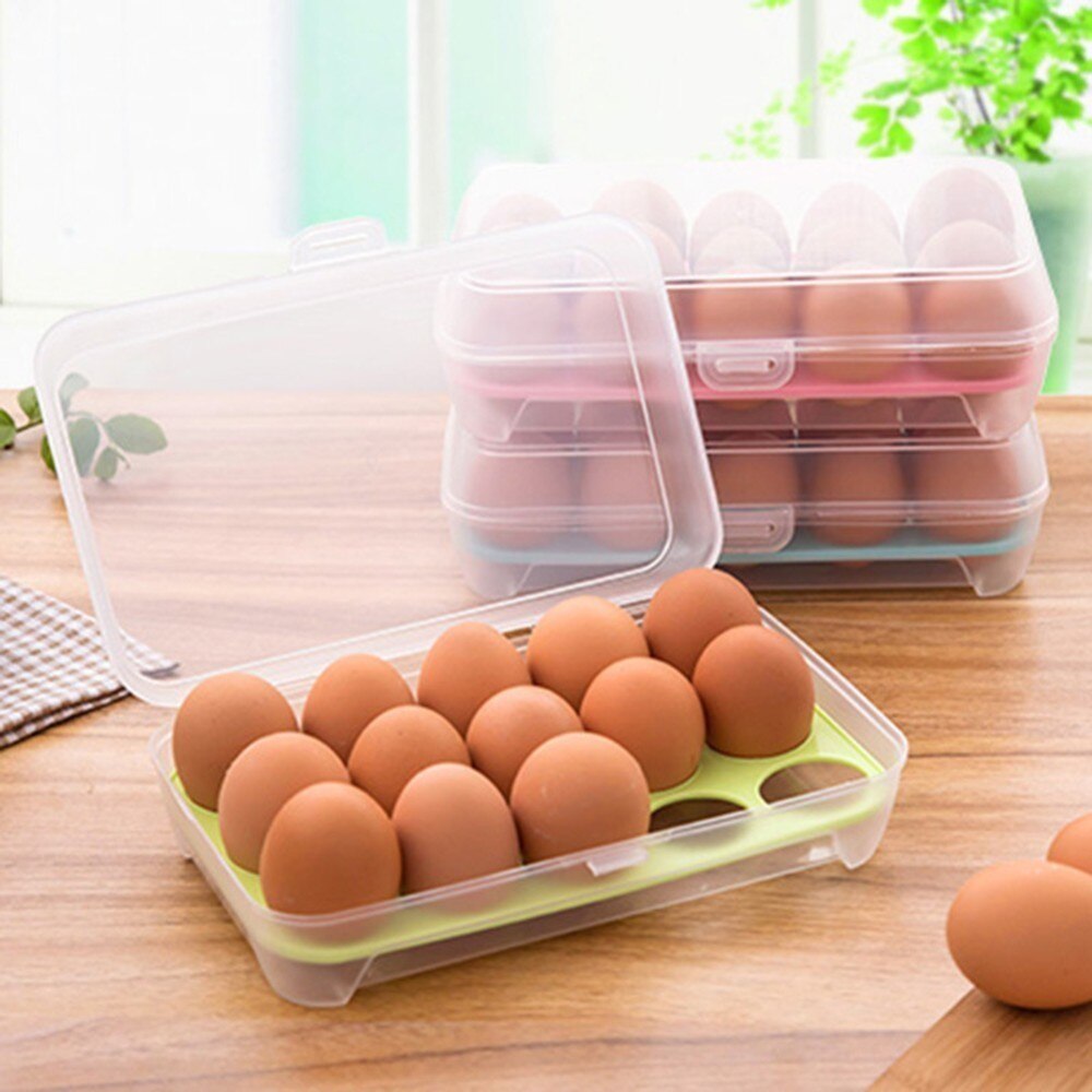15 eieren Ei Koelkast Verse Doos Plastic Ei Rack Keuken Ei Opslag Voedsel Container Efficiënte Ei Dispenser Opbergdoos