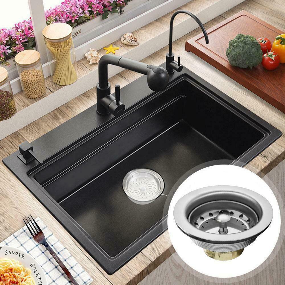 3.5 Inch Commercial Kitchen Sink Basket Drain Strainer Stainless Steel Fits 3-1 / 2 Inch Sink Openings H88F