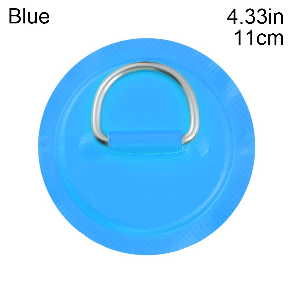 1PC 8cm/11cm Stainless Steel D Ring Pad/Patch With Glue for PVC Inflatable Boat Raft Dinghy Canoe Kayak Surfboard SUP Tie Down: blue-11cm