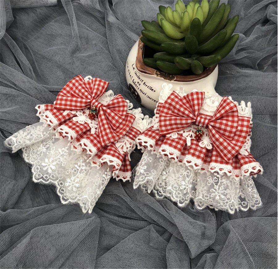 Wiktoriańska przepiękna chusta koronkowa Lolita dziewczyna truskawkowa ręka nadgarstka mankiety łuk koronkowe rękawy D462