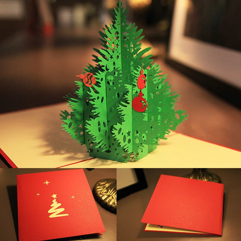 3D Vrolijk Kerstboom Papieren Wenskaarten Voor Kerst Vrienden Uitnodiging Kids