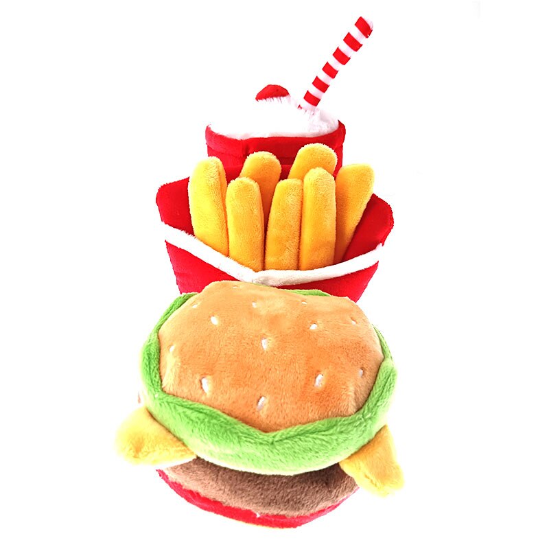 Hamburger Huisdier Knuffel, Klinkende Speelgoed, Frieten, Hamburger Milkshake Beker Met Bb Oproep, geluid Papier