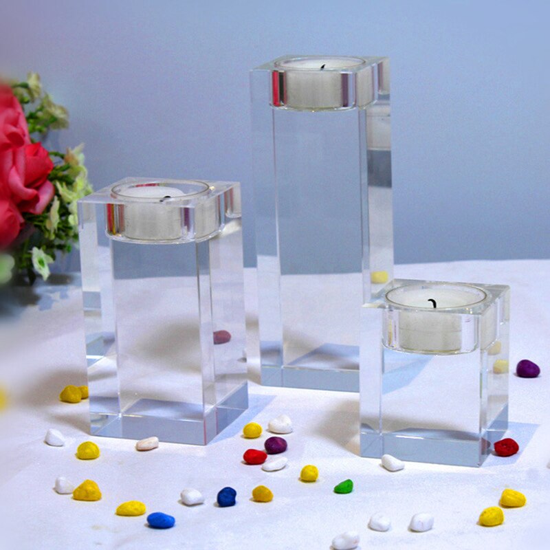 IMUWEN K9 Crystal Candle Holder Delicate Candle Stand Center Table Candlestick For Party Home Decoration
