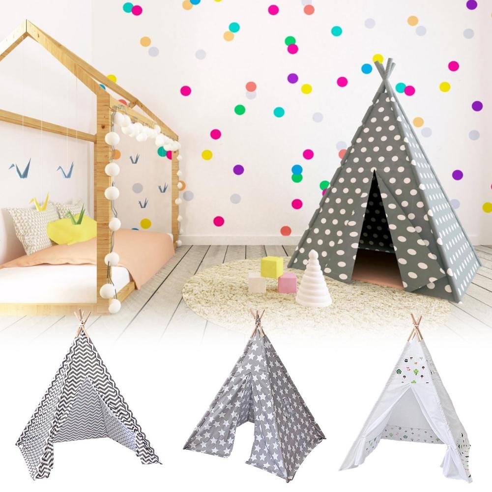 Kinderen Teepee Play Tent Opvouwbare Canvas Playhouse Tent Kinderen Tipi Driehoek Teepee Tent Voor Kids Play Game House Tenten