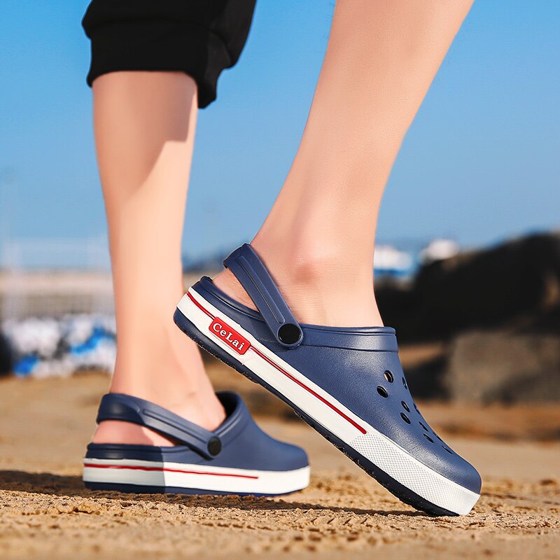 PULOMIES zapatillas de hombre de verano, sandalias zuecos de masaje calzado para jardín al aire libre hombres sandalias de piscina toboganes de baño Mules zapatillas de playa