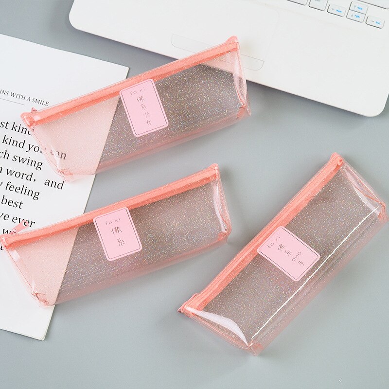 1 pièces corée étudiant papeterie rose série transparent simple étudiant stylo boîte Tumi bouddha fille triangle stylo