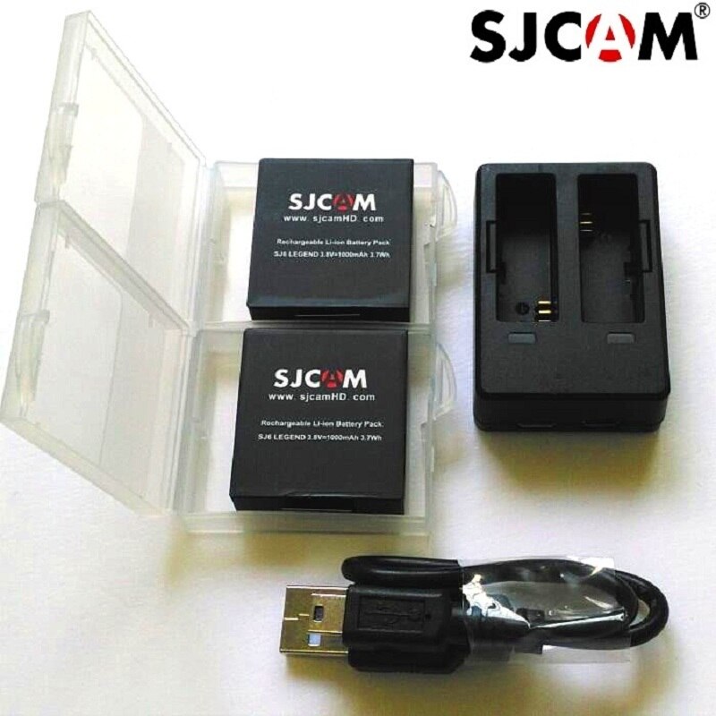 Sjcam Accessoires 2Pcs Originele SJ6 Batterijen Oplaadbare Batterij + Dual Charger + Battery Case Voor Sjcam SJ6 Legend Sport camera: Default Title