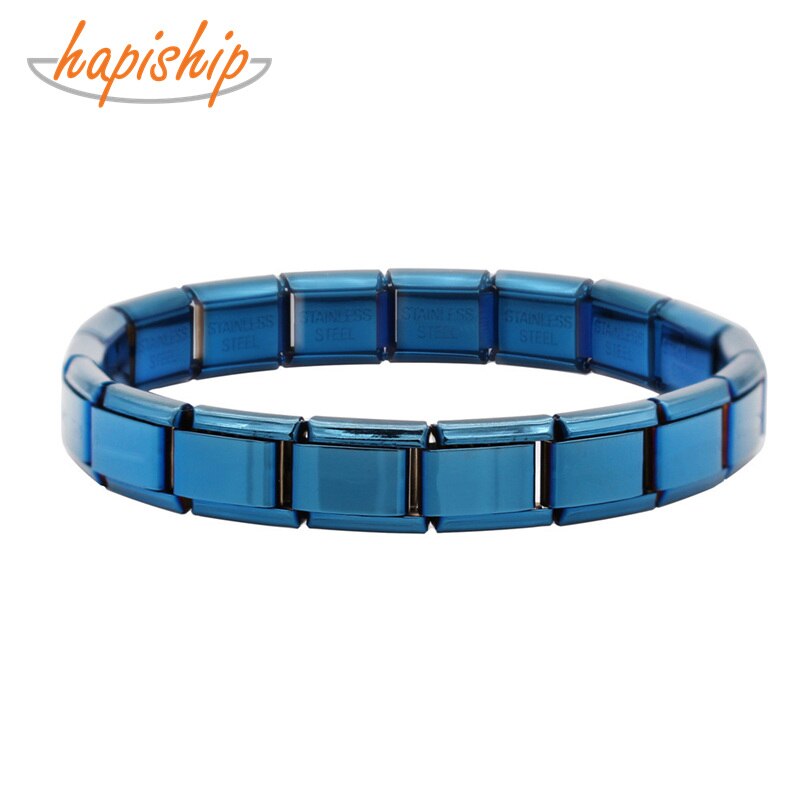 Hapiship Mode Vrouwen Sieraden 9mm Breedte Blauwe Kleur Rvs Armband Meisjes Huwelijkscadeau G112
