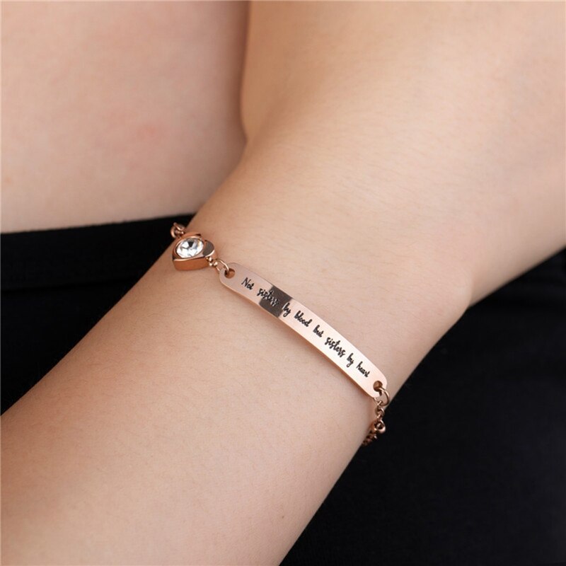 Rvs Beste Vrienden Armband Vriend Sieraden Vriendschap &quot;Niet Zusters Door Bloed Maar Zusters Door Hart&quot;