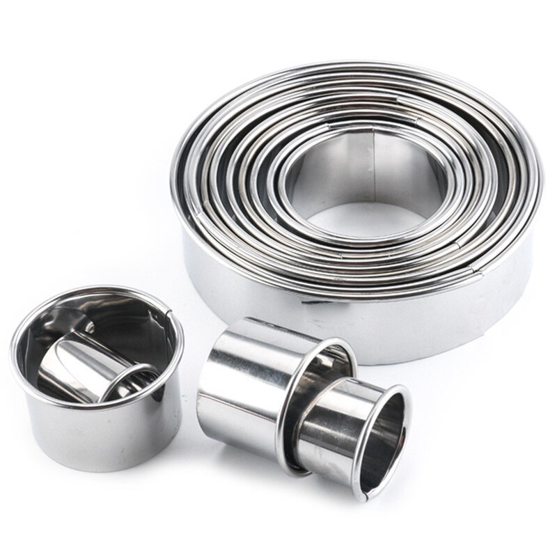 14Pcs/Set Round Cookie Biscuit Cutter Set Stainless Steel Mousse Cake Ring Mold Pastry Biscuit Donuts Cutter