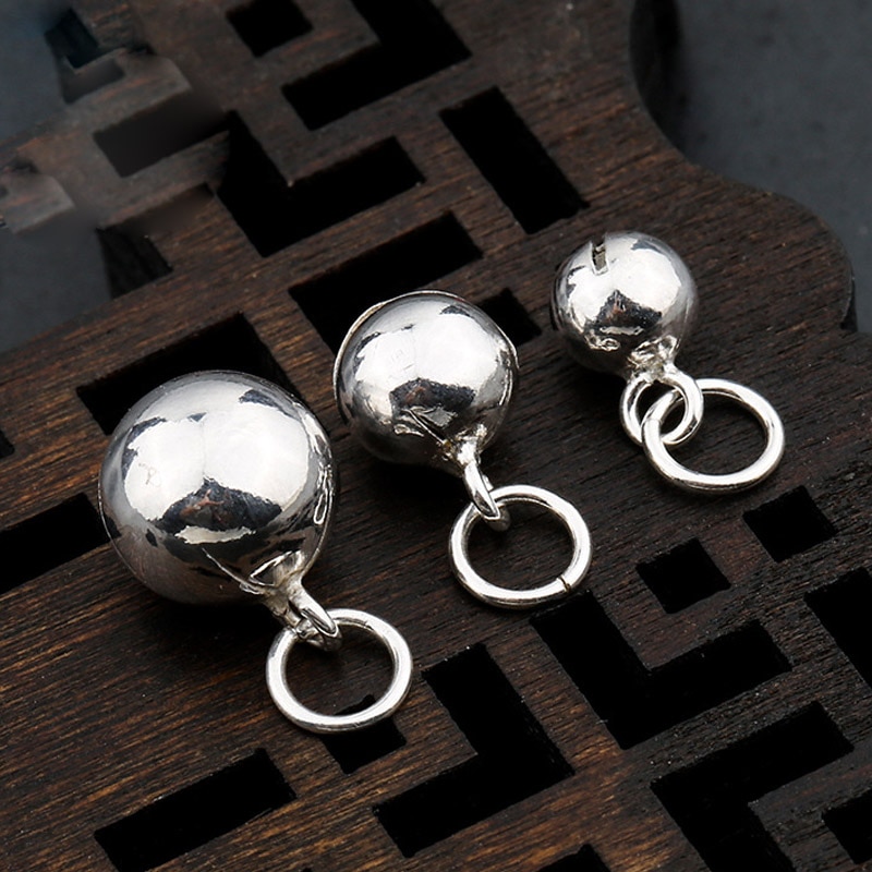 925 Sterling Silver Round Ringing Bell Charms 5mm 6mm 8mm Small Silver Dangle Bell Pendants DIY Jewelry Findings For Bracelets