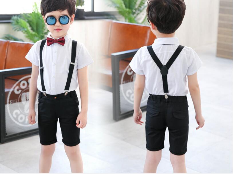 Traje de verano para niños, 2 uds., traje blanco y negro, traje Formal de boda, ropa informal, conjunto de chaqueta, traje Delgado
