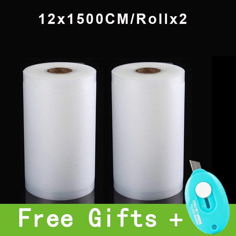Sous vide rullpåsar för vakuumförpackningsmaskin förpackning matförvaring vakuumpåsar för vakuumförslutare längd  is 1500cm: 12cm x 1500cm x 2