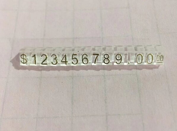 Lot 14 Euro Dollar Mini Prijs Cijfer Cubes, Blokken Stok, gecombineerd Nummer Cijfers Tag Teken Pop Prijzen Display Stand Frame:  Dollar Golden