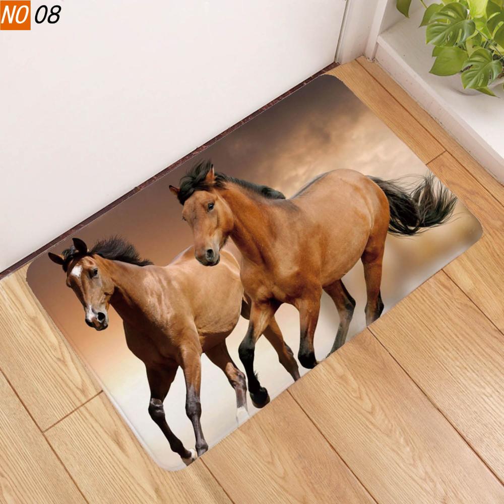 Sholisa anti-dérapant salle de bain tapis tapis sol tapis de bain 3D imprimé cheval Absorption d'eau salon toilette porte