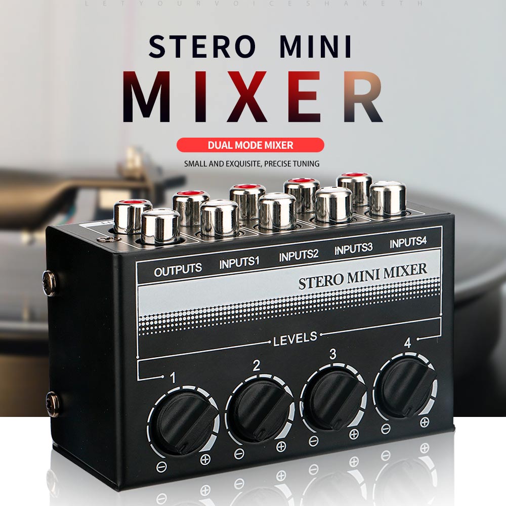 Stereo Mixer Extended Control Audio Splitter Box -12dB Gain for CD Players for Small Club Stereo 4‑Channel Hub Audio Effect