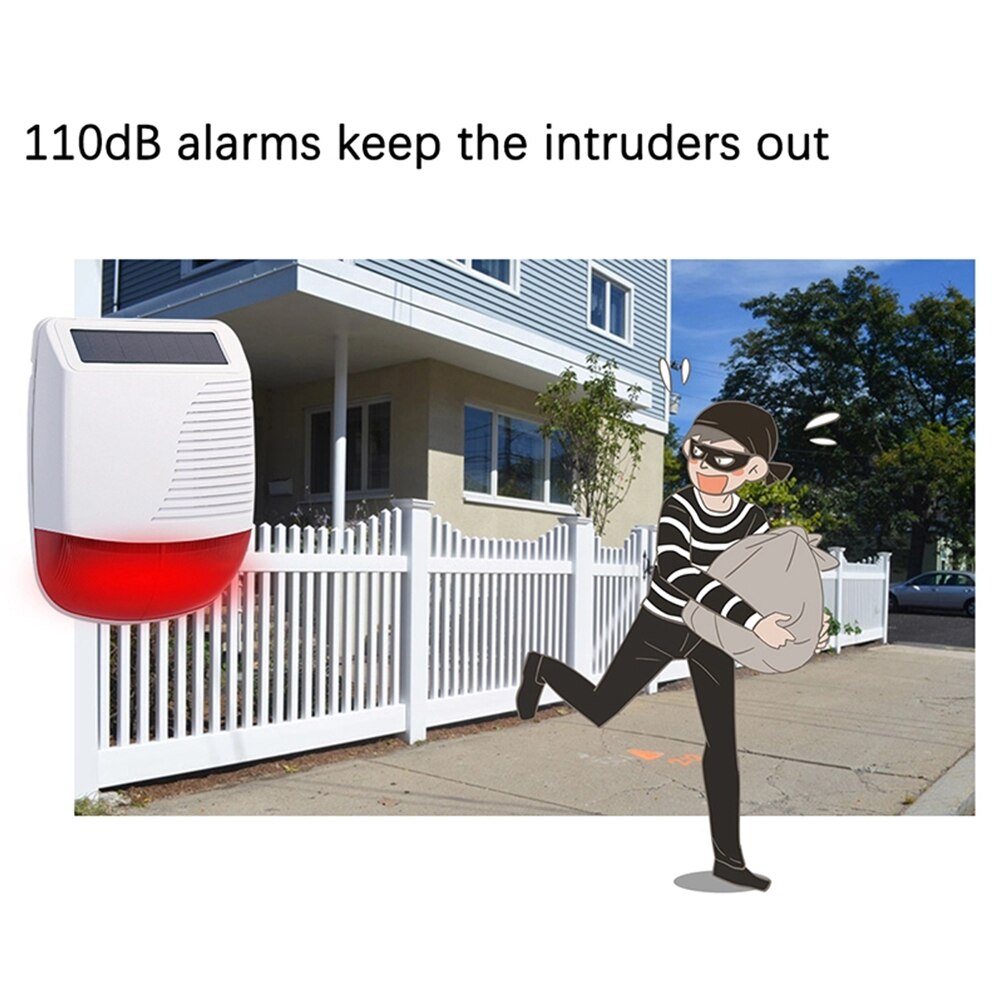 CPVAN 110dB sirena solare esterna senza fili veloce stroboscopico sirena impermeabile per sicurezza domestica antifurto WiFi 4G sistema di allarme GSM