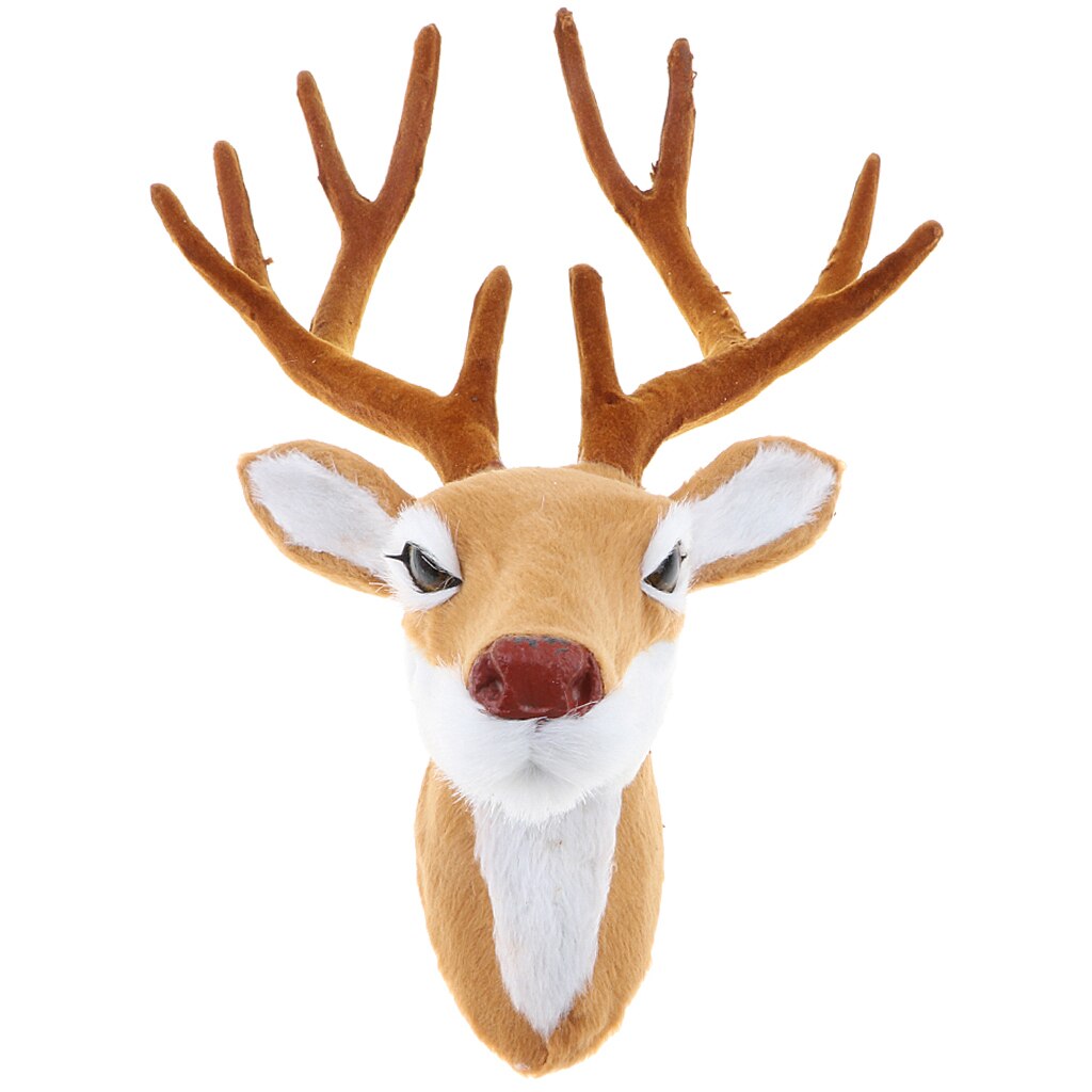 Faux Fur Deer Head Model, Animal Head Wall Sculpture, Home Decoration Handicraft