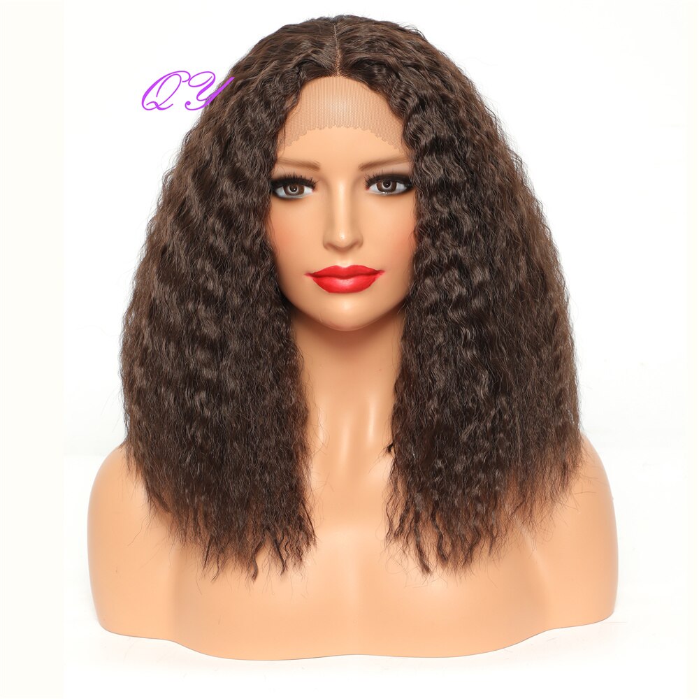Synthetic Lace Women Wigs Long Natural Curly Brown Ombre Golden Wigs for Women Daily Wear Charming Woman Hair Wig: 4