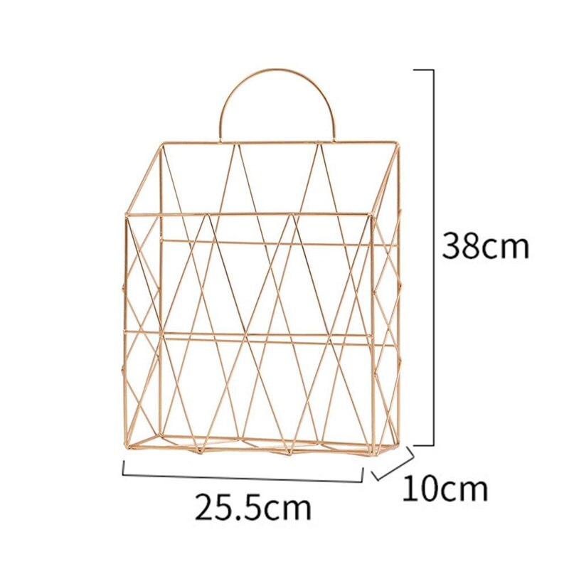 Magazine Holder Hanging Wall Mounted Newspaper Periodical Book Document File Organizer Basket Metal Shelf Storage Container Di