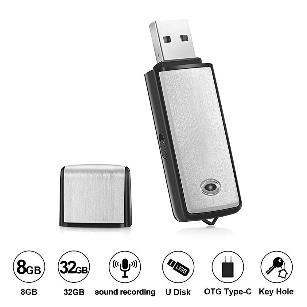 USB Voice Recorder Portable Digital Audio Sound Recording Device Noise Reduce Dictaphone 8GB/32GB USB Flash Driver