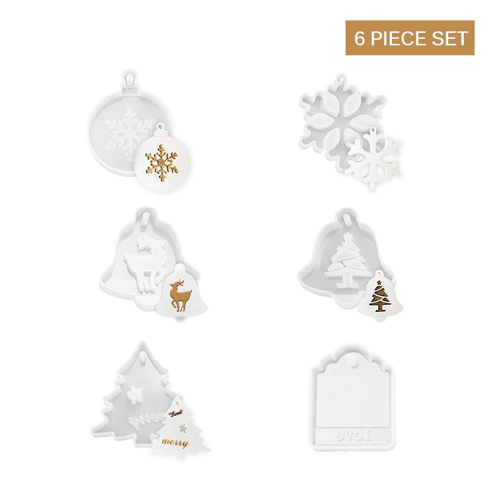 6 Pcs DIY Craft Snowflake Molds Making Clay Plaster Cement Mould Tool Toys Xmas Tree Silicone Mold Toy Ornaments Christmas Decor: Default Title