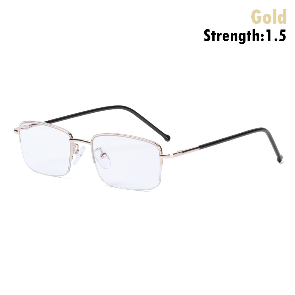 Titanium Frame Metal Progressive Multifocal Reading Glasses Bifocal Anti Blue Light Presbyopia Glasses Women Men: gold Strength 1.50