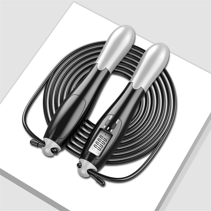 Corde à sauter intelligente sans fil pour adultes, roulement de charge, grosse boule, comptage de fil d'acier, équipement de sport d'entraînement: YELLOW