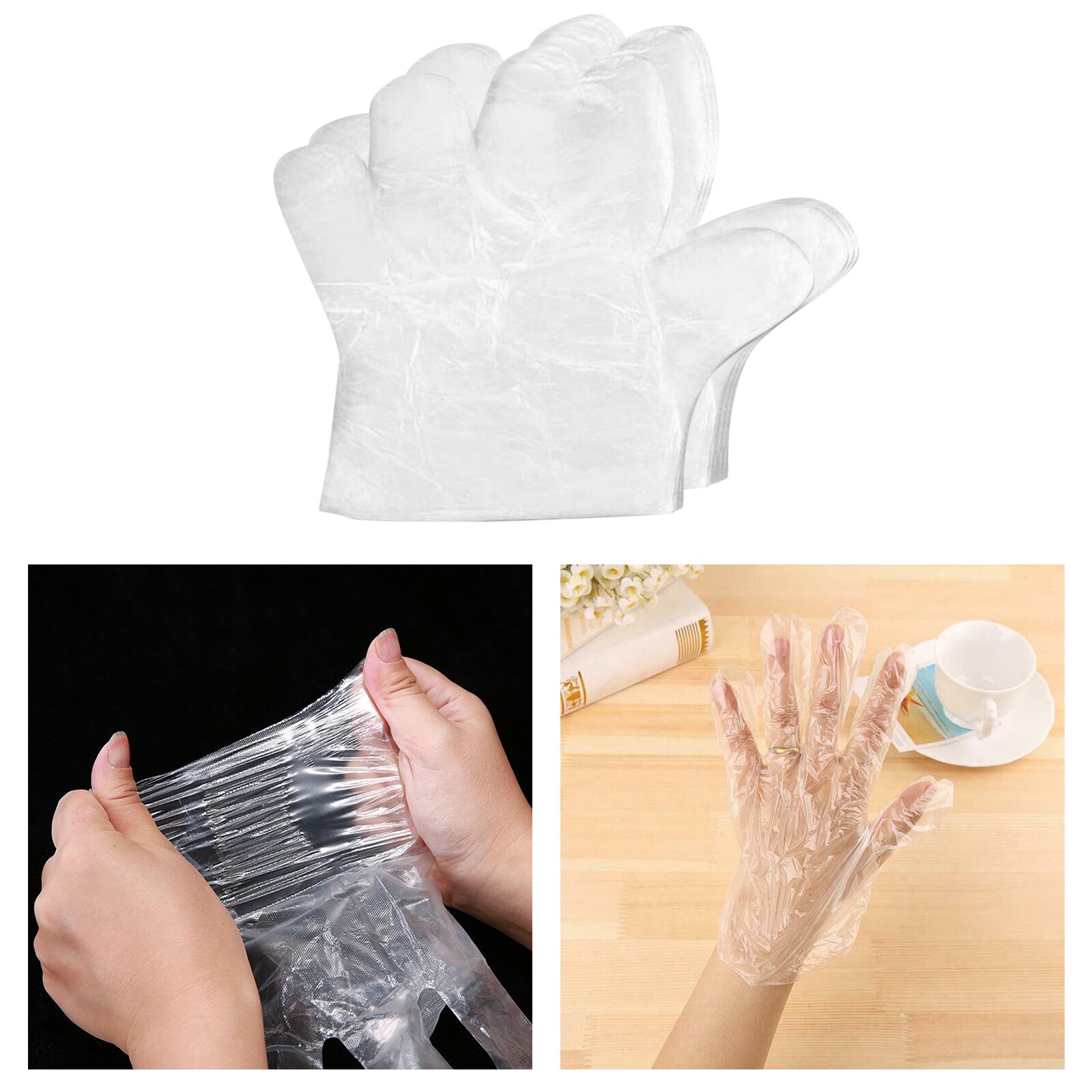 Disposable Clear Plastic Gloves Kitchen Cleaning Painting Hand Protection Gloves: 100pcs