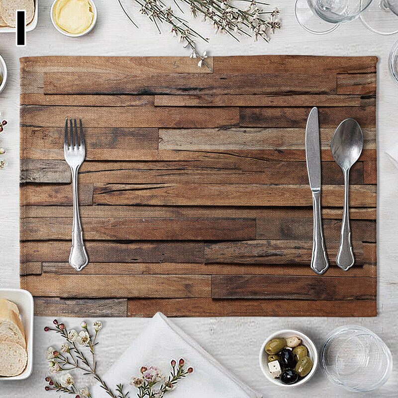Wood Grain Dining Table Mat Rectangle Heat Insulation Placemat Dining Table Tableware Kitchen Supplies Home Decorative: I