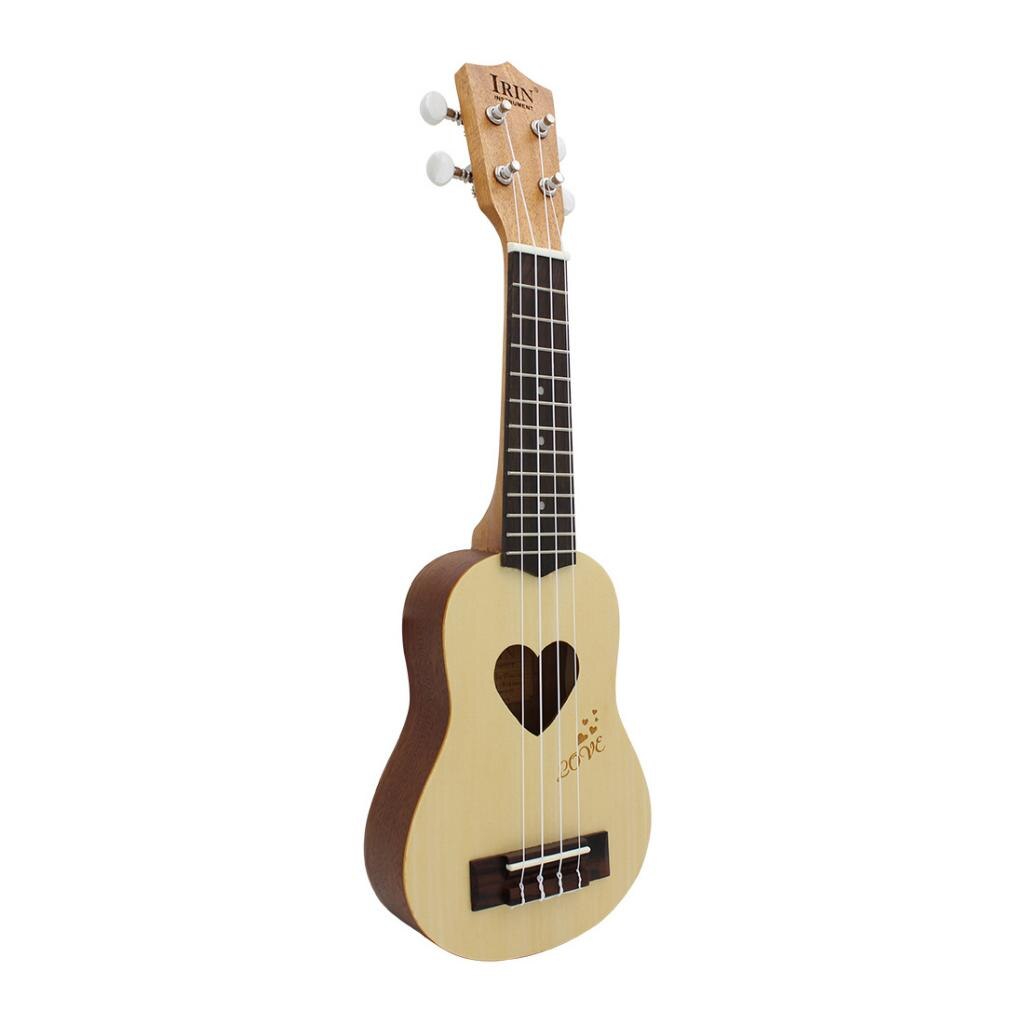 17 Inch Ukulele Sound Heart Shape Hawaiian Hole 4 Strings Guitar Art