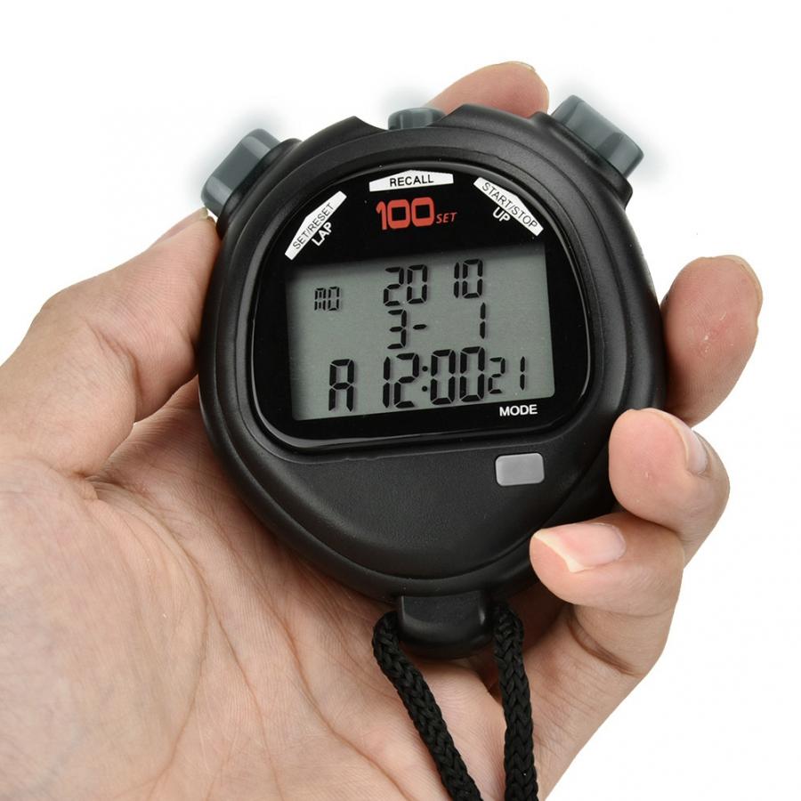 Black Electronic Timer Alarm System Chronograph Digital Stopwatch Time Alarm Counter