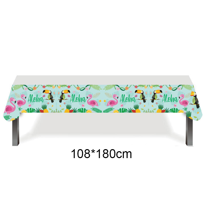 Hawaiiansk luau-fest engangsservice tropisk flamingo paptallerkener kopper servietter sommer strand aloha tema festdekorationer: Myntegrøn