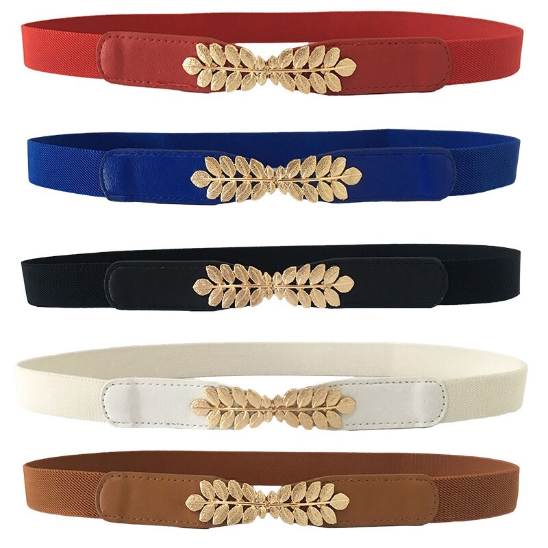 Women Waist Belt Narrow Stretch Dress Belt Thin Buckle Waistband