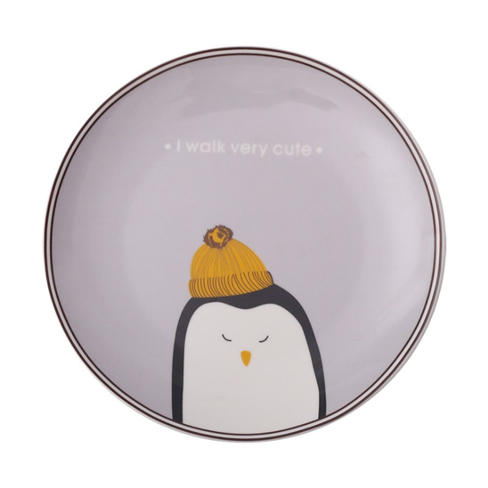 Cartoon cute ceramic cutlery children's dinner plate steak plate breakfast plate dessert plate and cup: palte of penguin