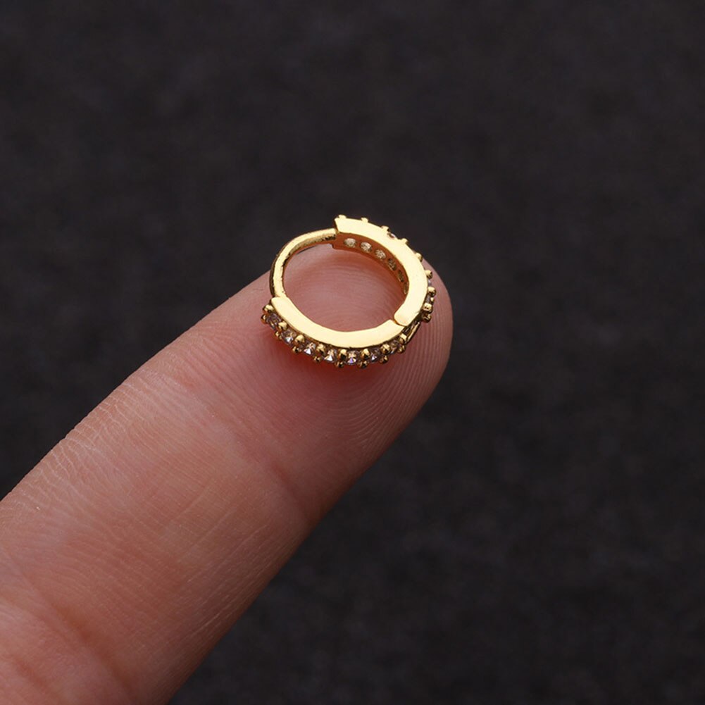 1Pc Rvs Septum Clicker Hoepel Ring Neus Labret Oor Tragus Kraakbeen Daith Helix Earring Stud Body Piercing Sieraden: gold 8mm