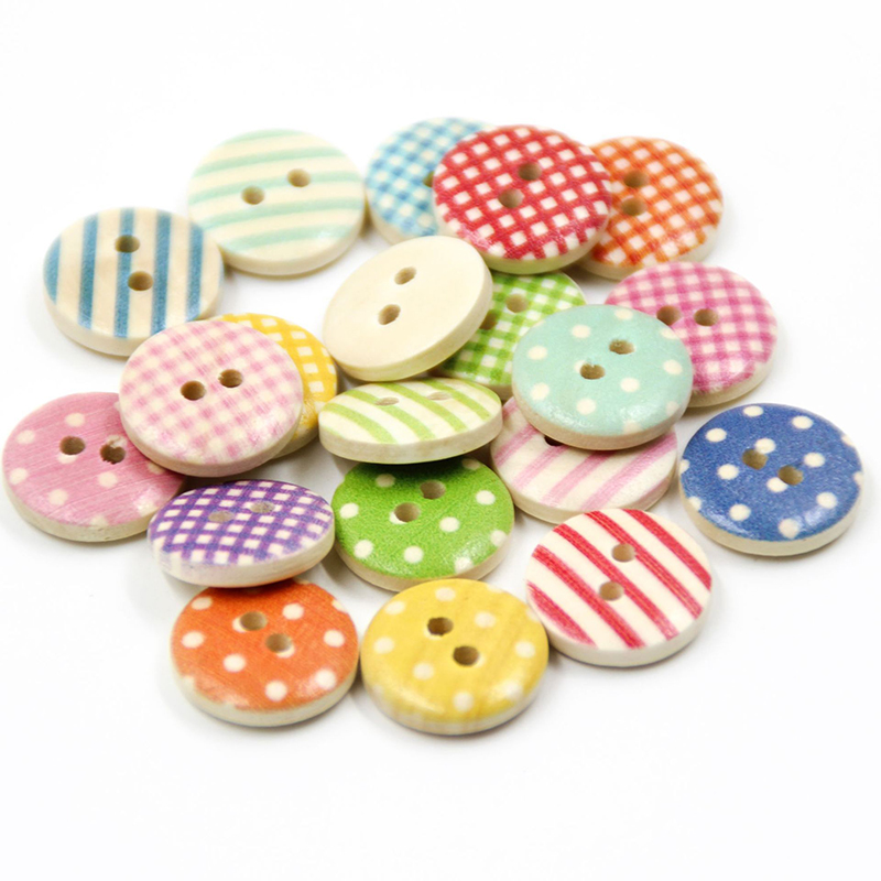 100 stuks/partij 15mm diameter ronde houten knopen voor kleding, decoratieve knoop voor handwerk.